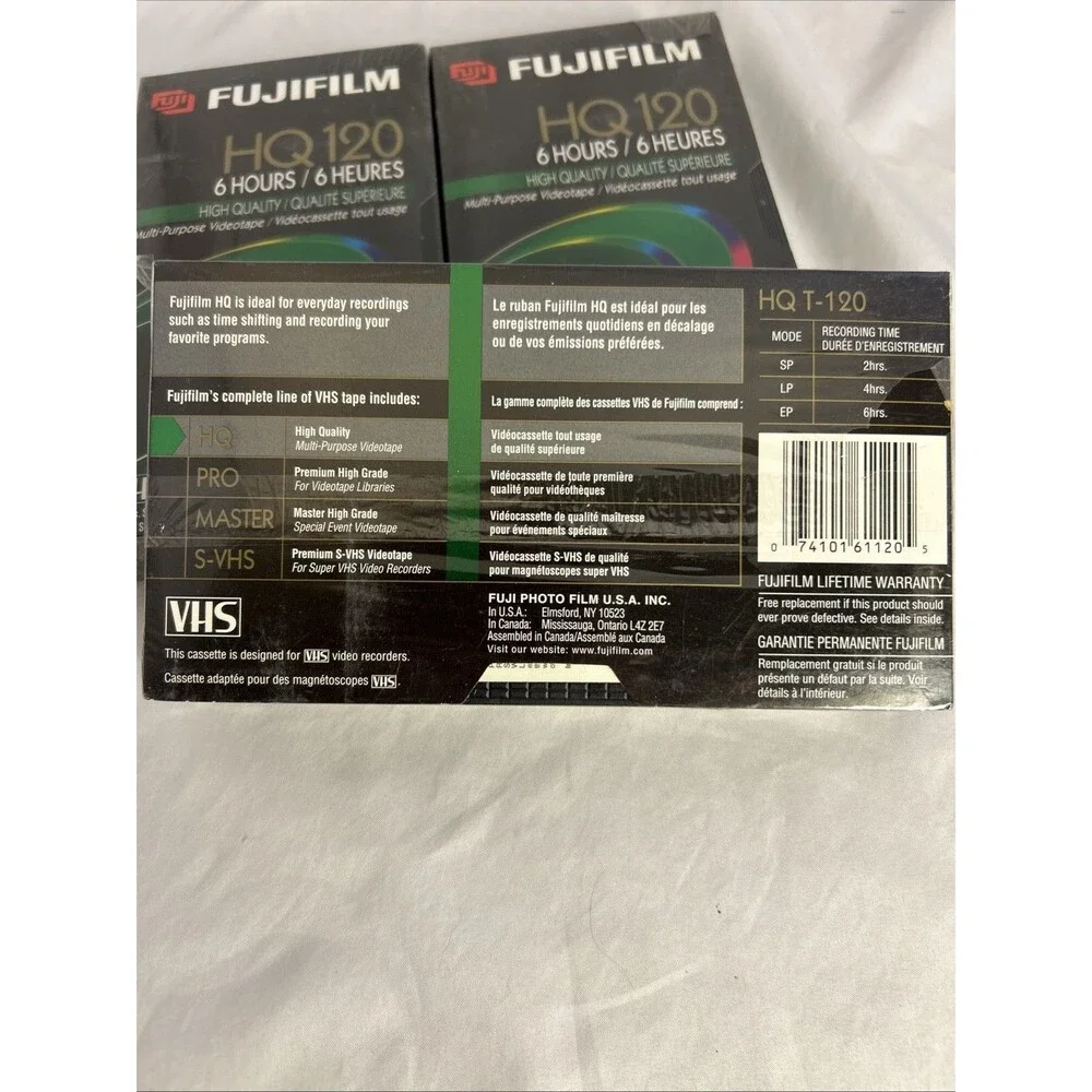 #8449 New Factory Sealed 3 Fugi HQ  120 VHS Blank Video Cassette Tapes